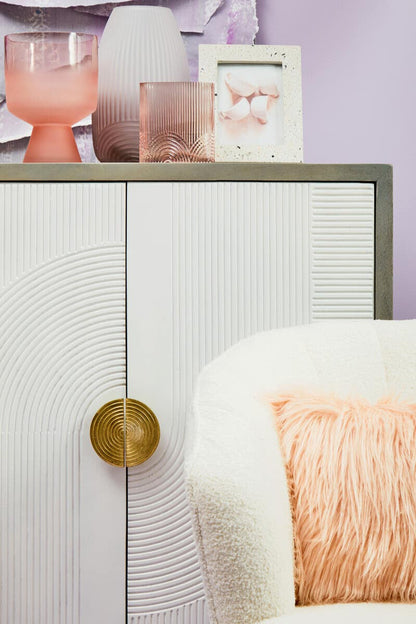 Sareel Cream and Grey Mango Wood Two Door Cabinet