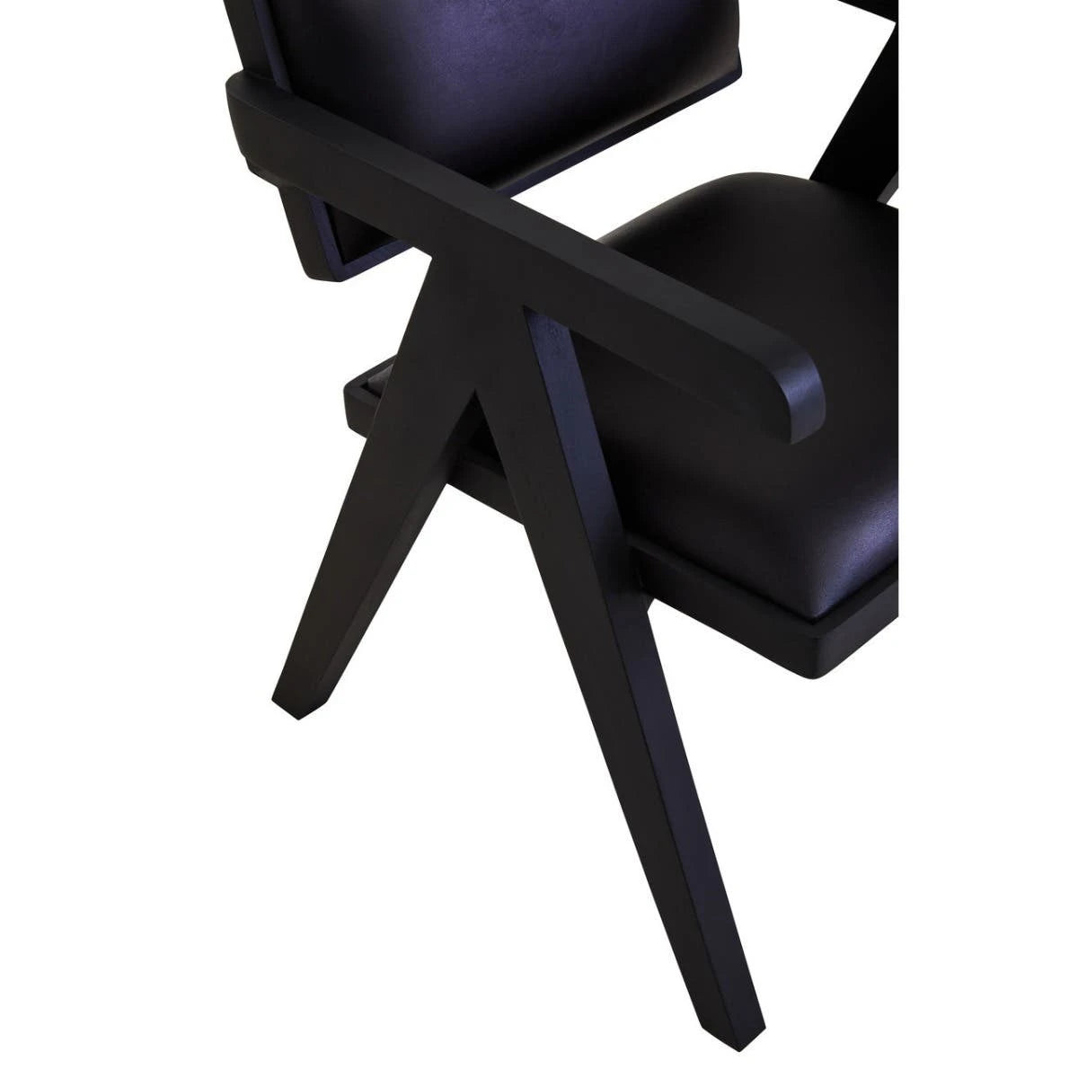 Buffalo Black Leather Chair With Wood Frame
