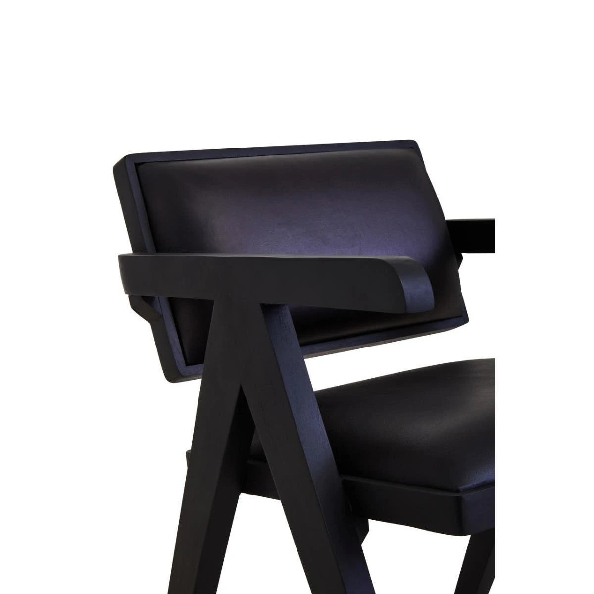 Buffalo Black Leather Chair With Wood Frame
