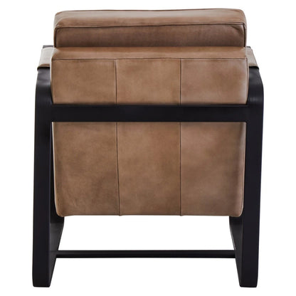 Buffalo Light Brown Leather Armchair With Black Iron Frame