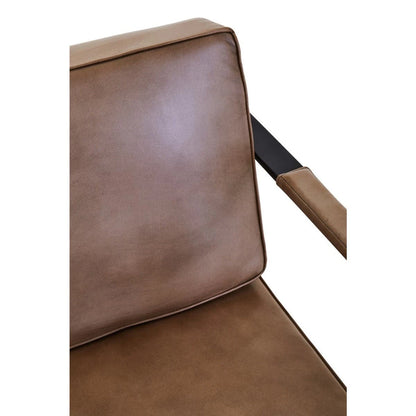 Buffalo Light Brown Leather Armchair With Black Iron Frame