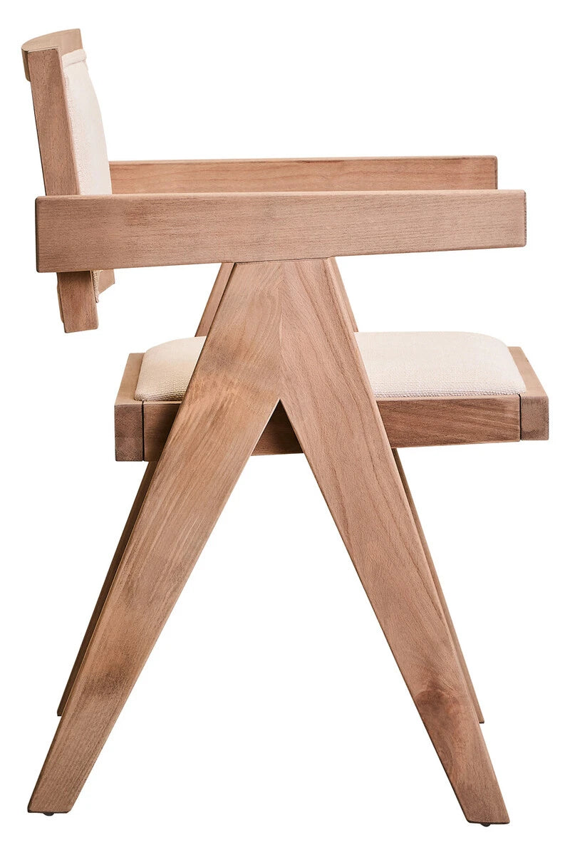 Cebu Ivory Fabric and Grey Wash Beech Wood Dining Chair