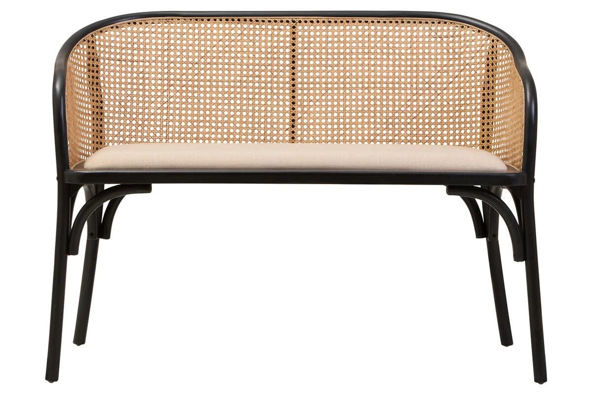 Cebu Natural Cane Bench with Black Beech Wood Frame