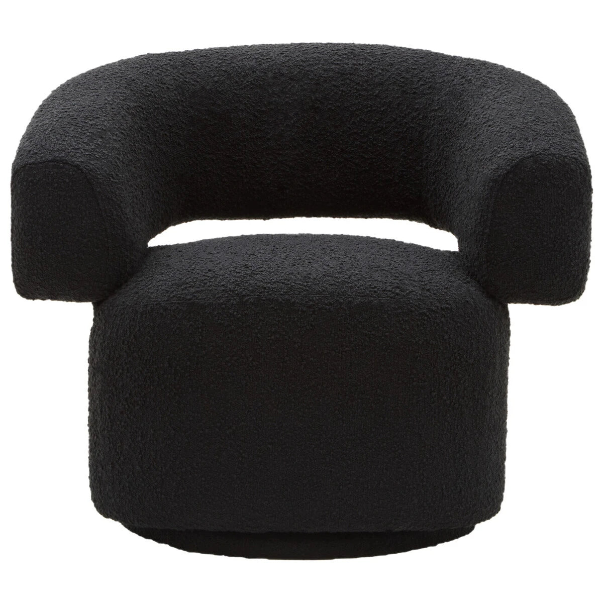 Oliveto Black Boucle Curved Swivel Armchair