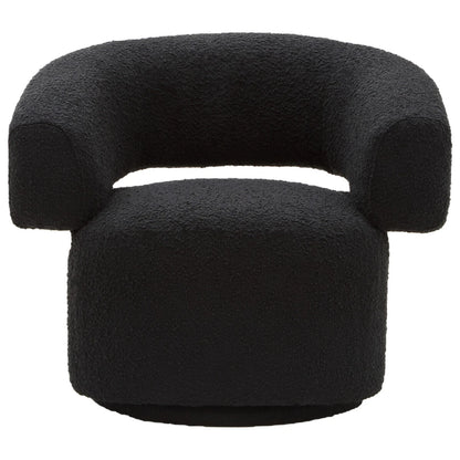Oliveto Black Boucle Curved Swivel Armchair