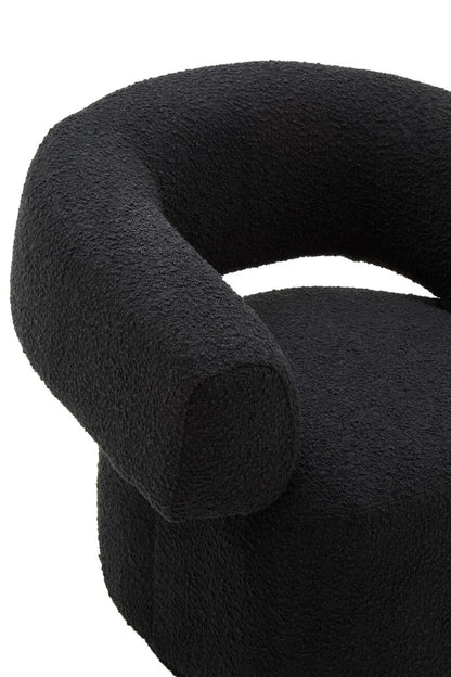 Oliveto Black Boucle Curved Swivel Armchair