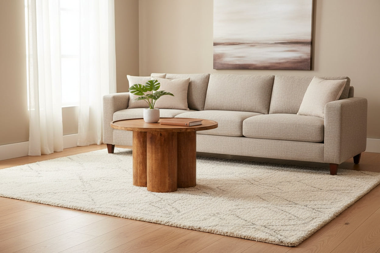 Walsa Natural Mango Wood Column Detail Coffee Table