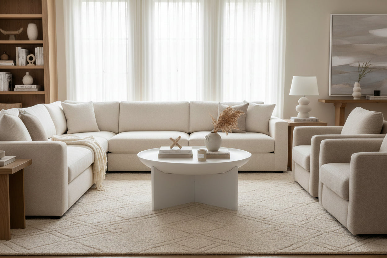Walsa Whitewash Mango Wood Round Coffee Table