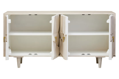 Sita Four Door Whitewash Mango Wood Abstract Sideboard