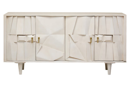 Sita Four Door Whitewash Mango Wood Abstract Sideboard