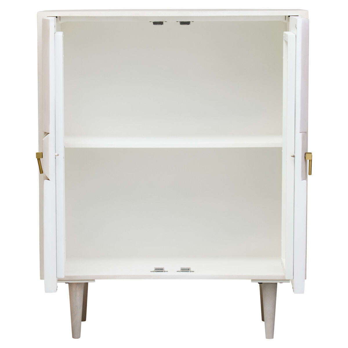 Sita Two Door Whitewash Mango Wood Abstract Cabinet