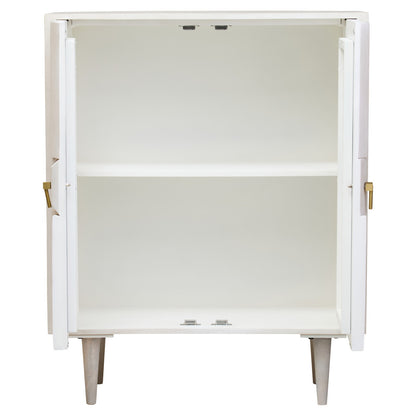 Sita Two Door Whitewash Mango Wood Abstract Cabinet