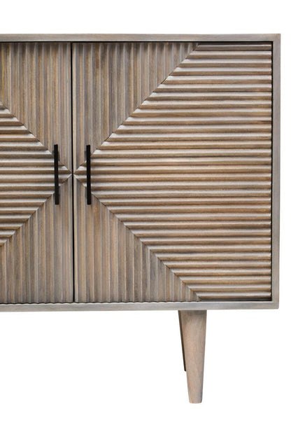 Satna Two Door Greywash Carved Mango Wood Sideboard