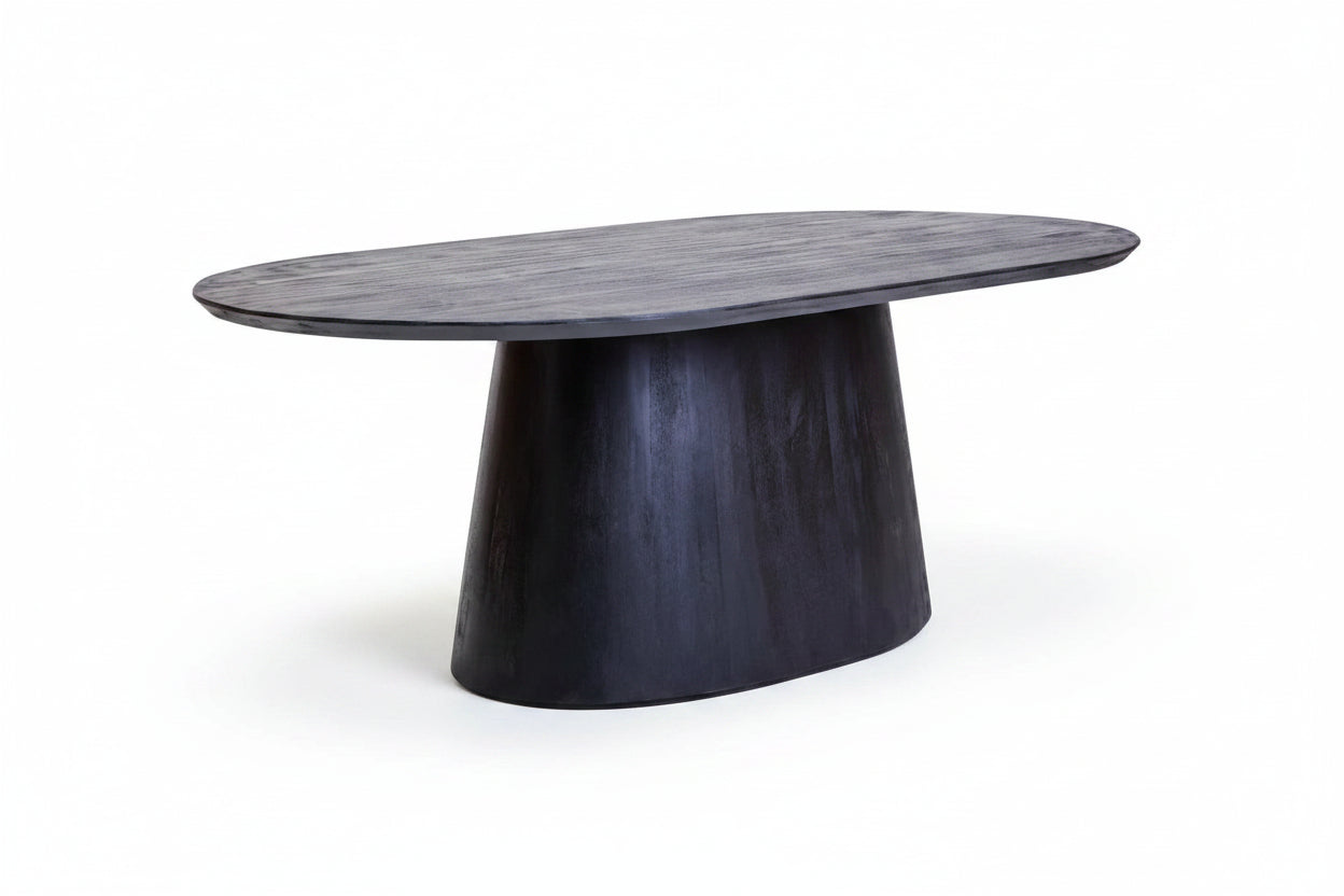 1Perdoba Mango Wood Oval Dining Table in Black Finish