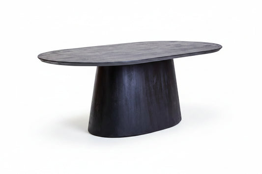 1Perdoba Mango Wood Oval Dining Table in Black Finish