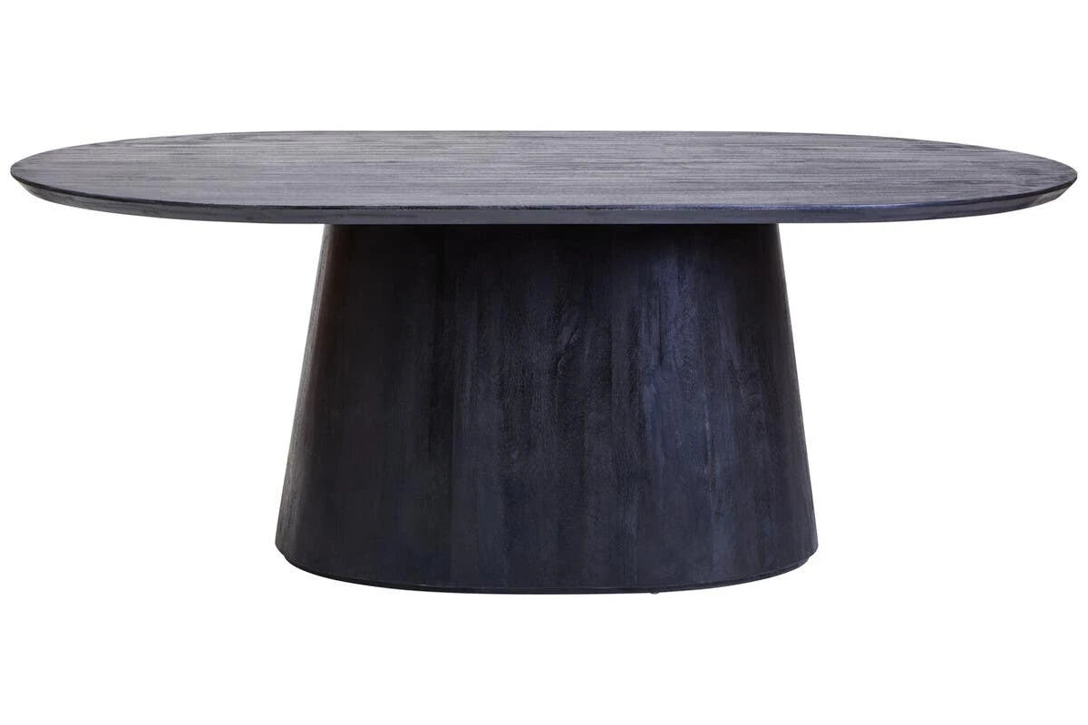 1Perdoba Mango Wood Oval Dining Table in Black Finish