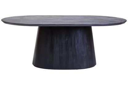 1Perdoba Mango Wood Oval Dining Table in Black Finish