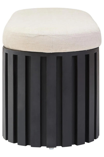 Perdoba Black Finish Mango Wood and Cream Linen Bench