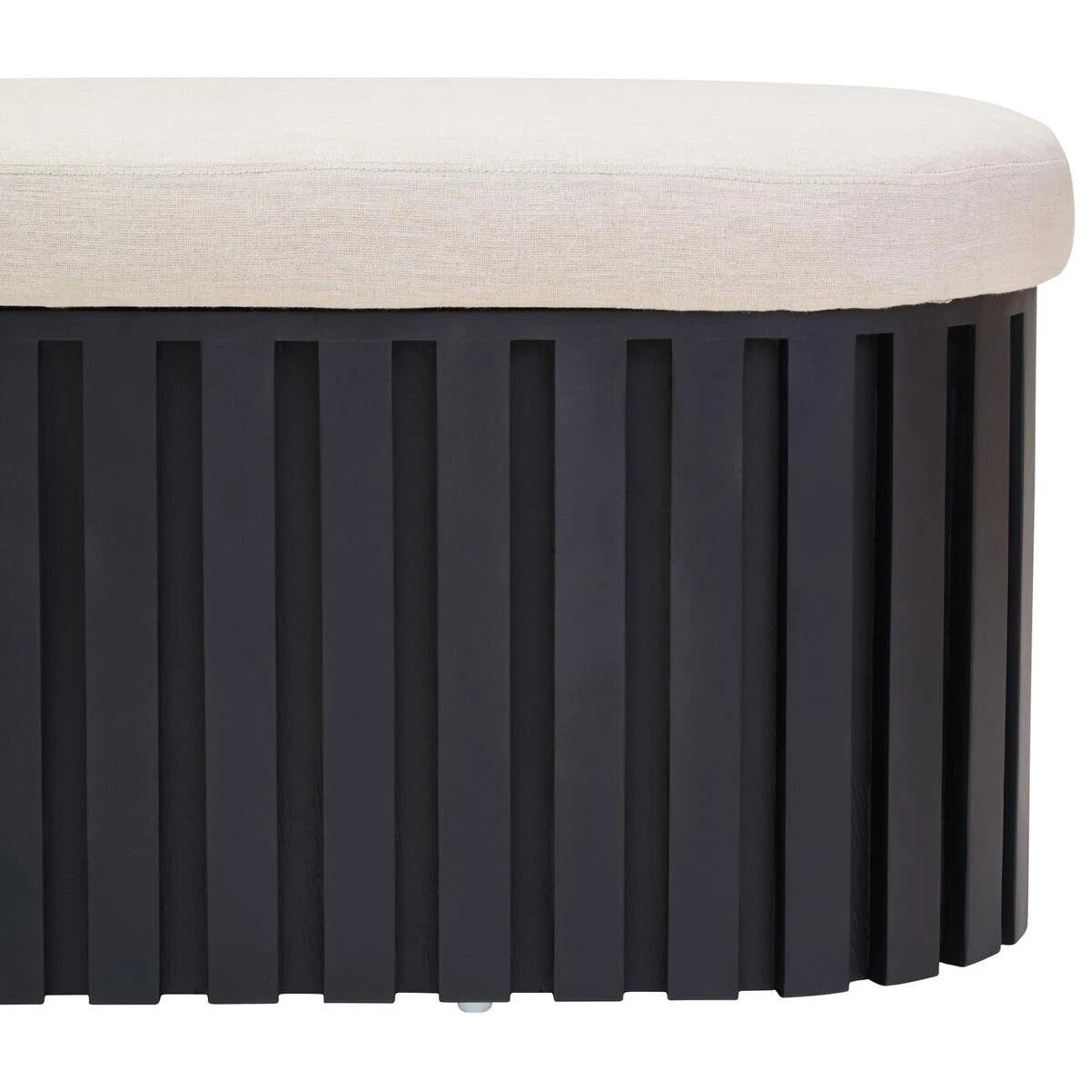 Perdoba Black Finish Mango Wood and Cream Linen Bench
