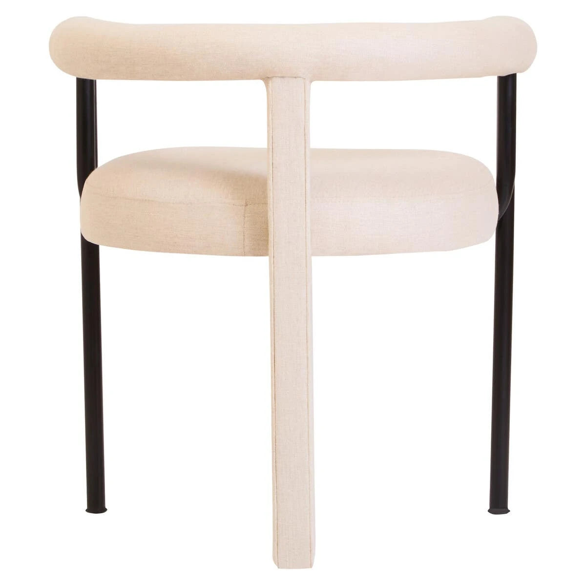 Perdoba Cream Textured Linen Dining Chair with Black Metal Frame