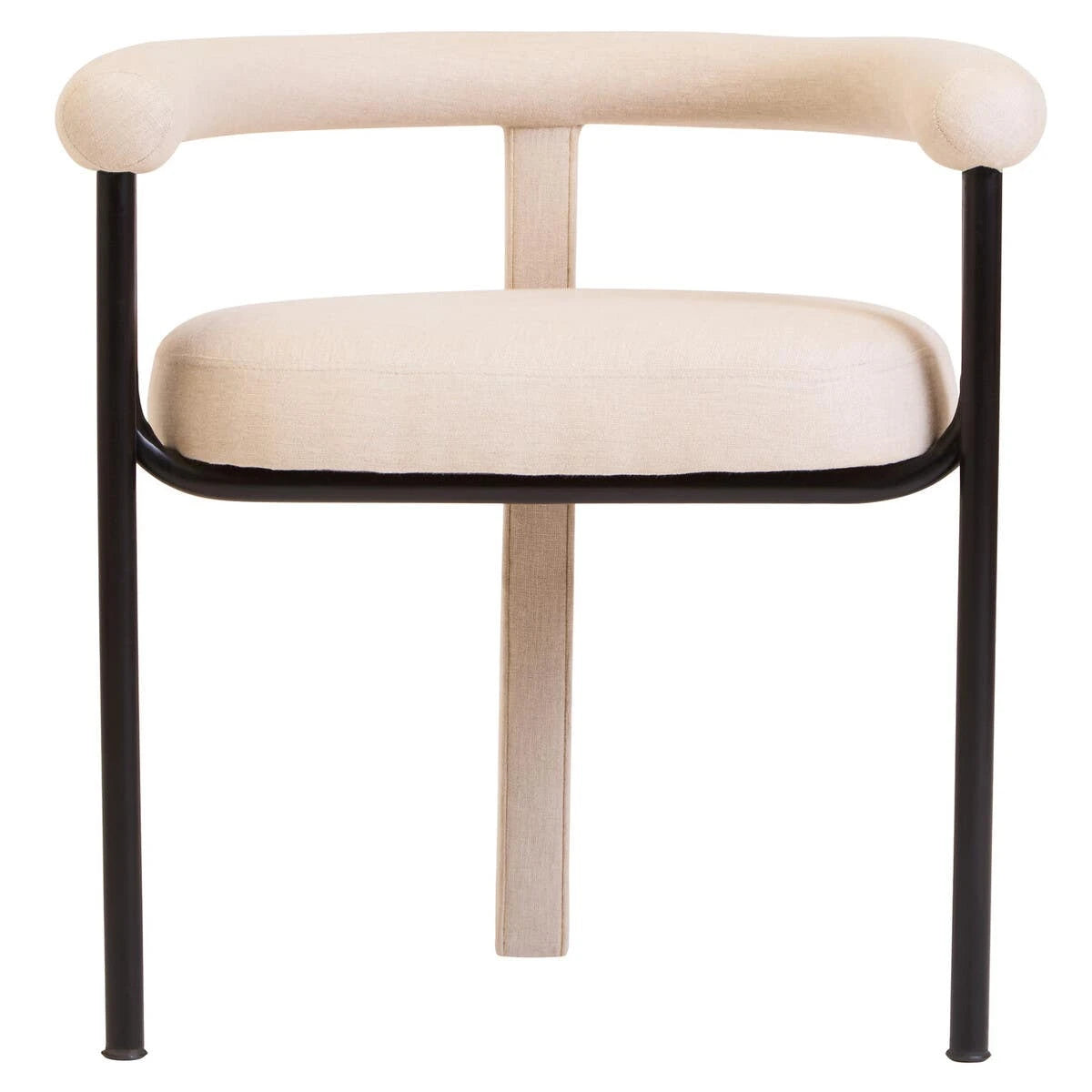 Perdoba Cream Textured Linen Dining Chair with Black Metal Frame