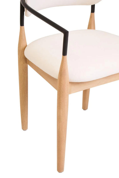 Persolo Cream Textured Dining Chair with Wood Frame
