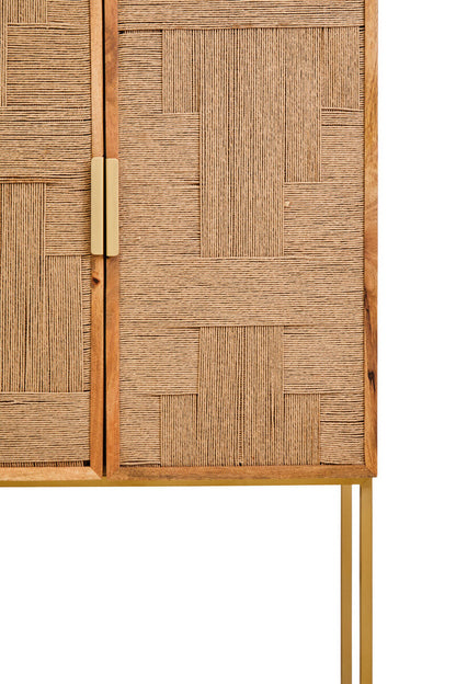 Teora Paper Rope Detail Two Door Mango Wood Cabinet