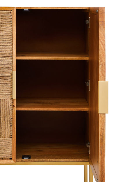 Teora Paper Rope Detail Two Door Mango Wood Cabinet