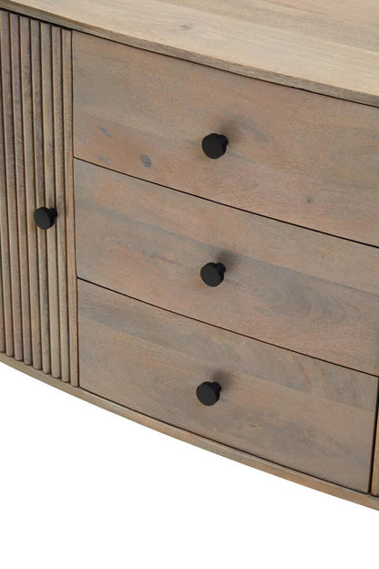 Torello Two Door Three Drawer Grey Mango Wood Sideboard