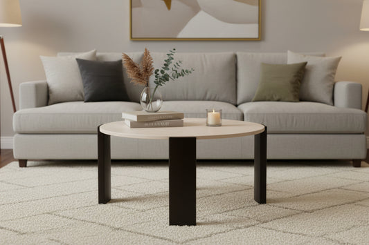 Palermo Round Cream Marble Top Large Coffee Table