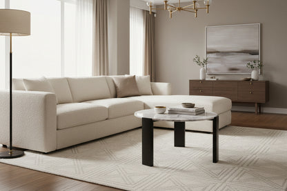 Palermo Round White Marble Top Large Coffee Table