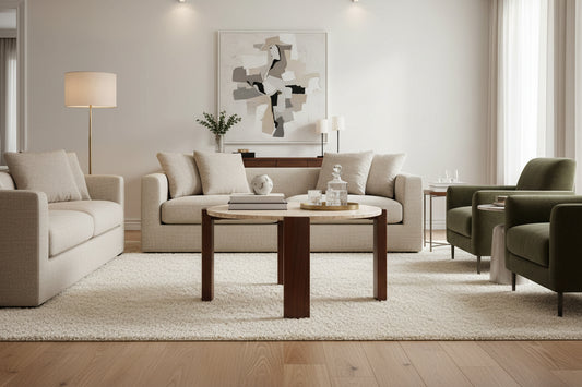 Palermo Round Travertine Top Small Coffee Table