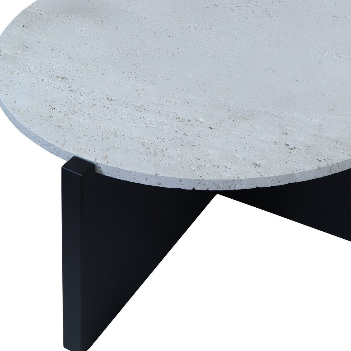 Winton Travertine Top Coffee Table With Black Acacia Wood Frame
