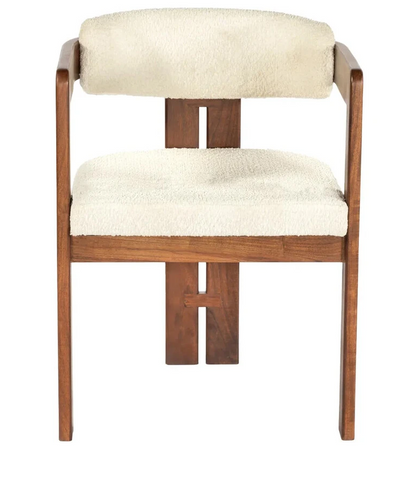 Torello Boucle Fabric and Mango Wood Dining Chair