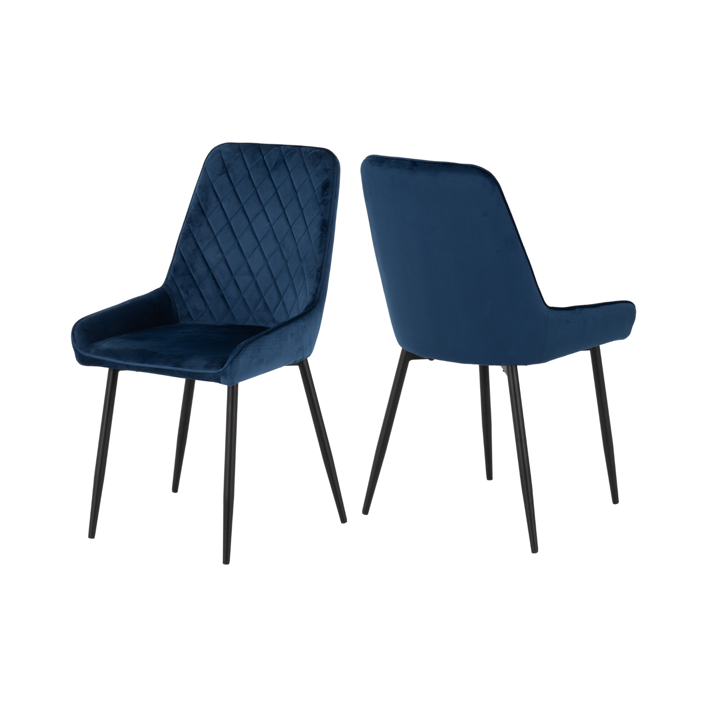Marlow & Avery Dining Set - Black Marble/Sapphire Blue Velvet (4 Chairs)