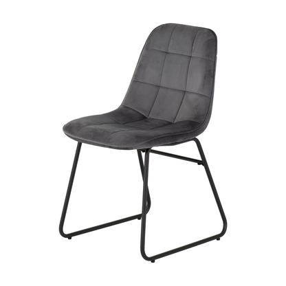 Avery & Lukas Extending Dining Set with 4 Chairs - Concrete & Grey Velvet