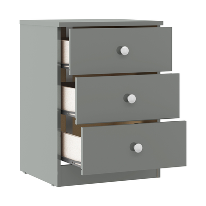 Denver 3 Door Wardrobe Bedroom Set Grey Gloss