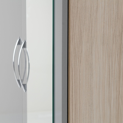 Nevada Mirrored 2 Door Wardrobe - Grey Gloss/Light Oak