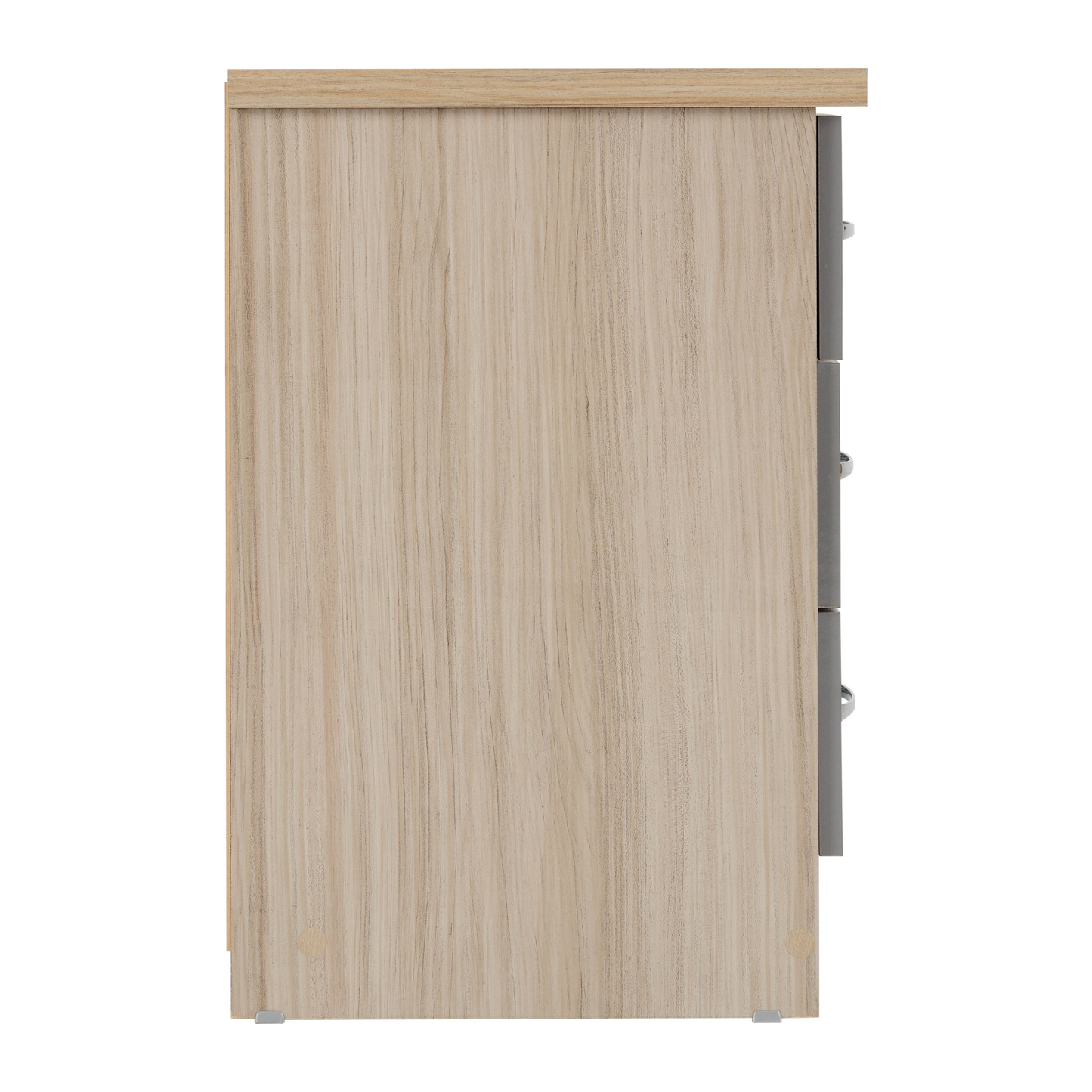 Nevada 3 Drawer Bedside - Grey Gloss/Light Oak Effect Veneer