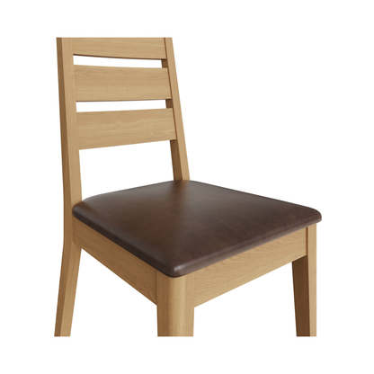 Taberno Oak Dining Chairs Ladder Back Cushioned – Pair of 2