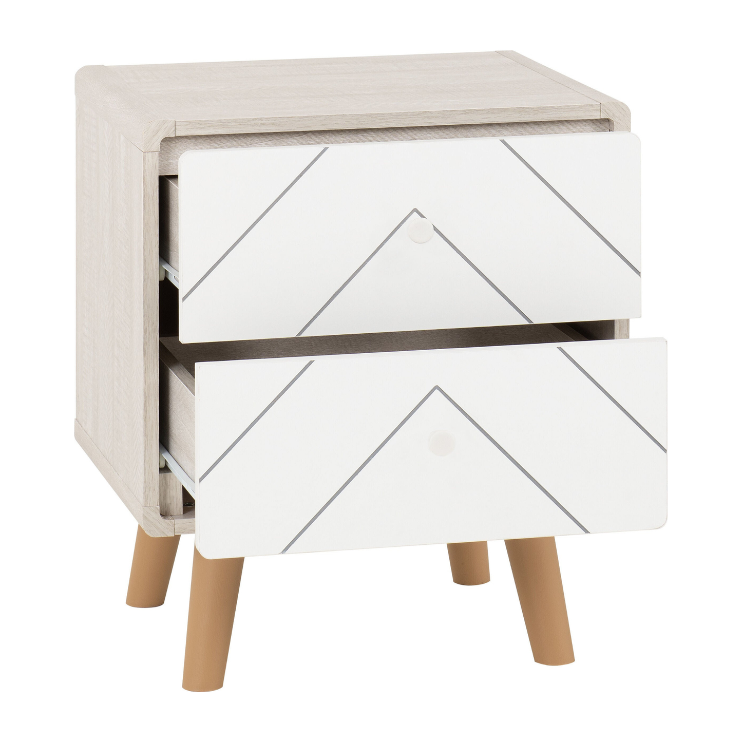 Dixie Trio Set Dusty Grey/White Wardrobe Chest & Bedside