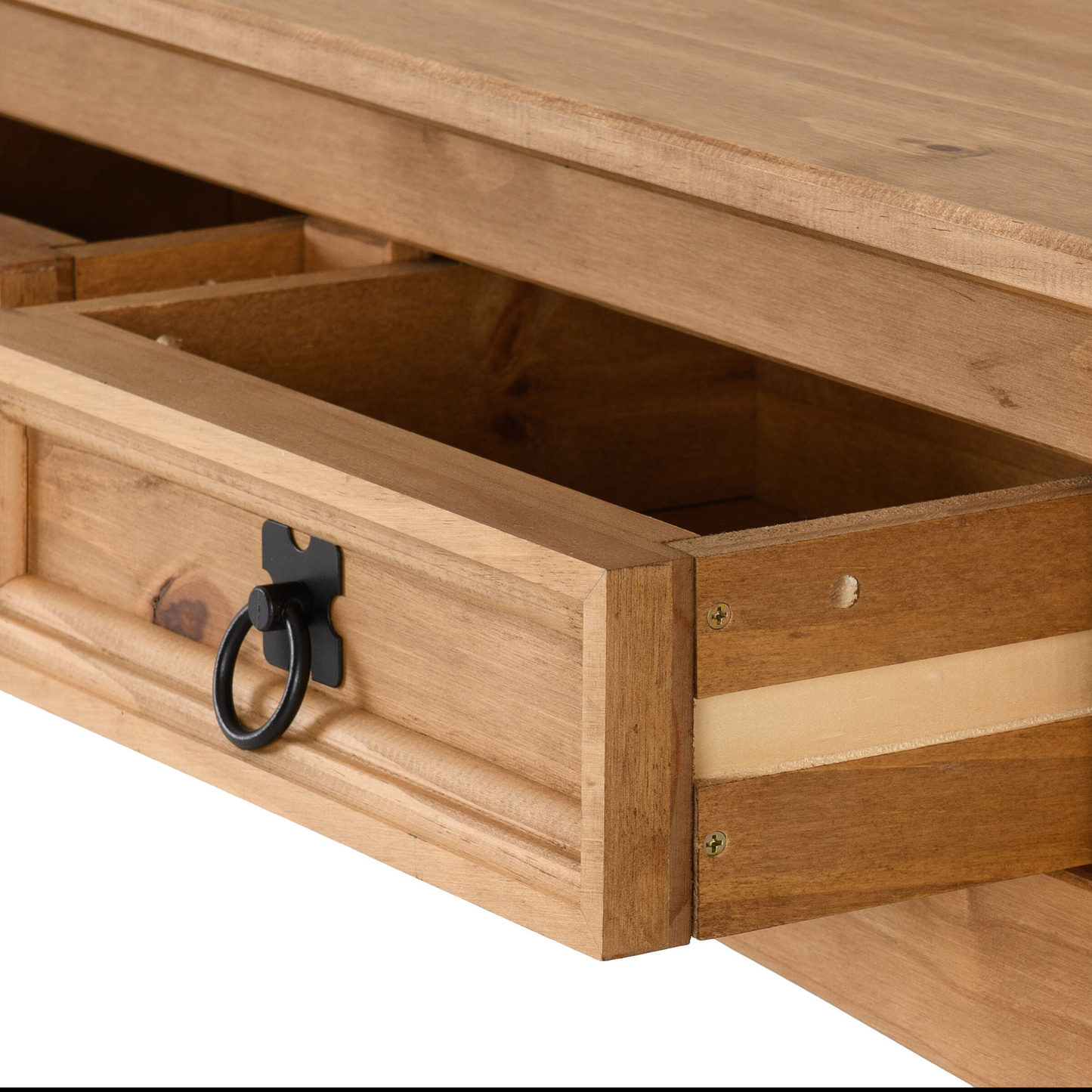 Corona 3 Drawer Console Table With Shelf - Distressed Pine