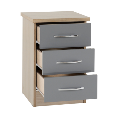 Nevada 4 Door 2 Drawer Wardrobe - Grey Gloss/Light Oak Veneer