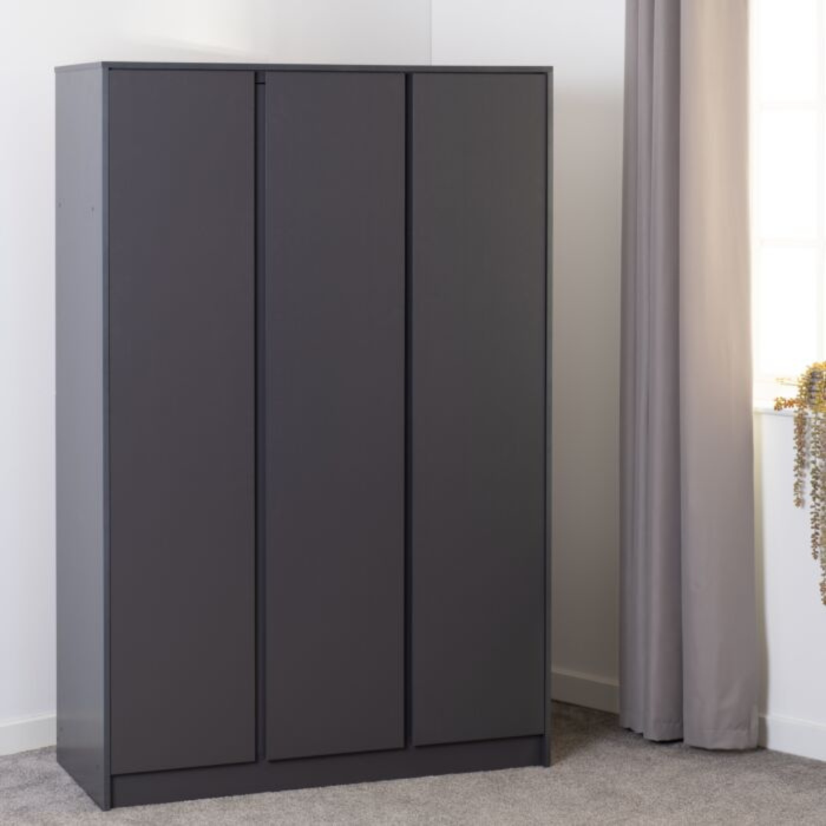 Malvern 3 Door Wardrobe – Grey | Modern Bedroom Storage