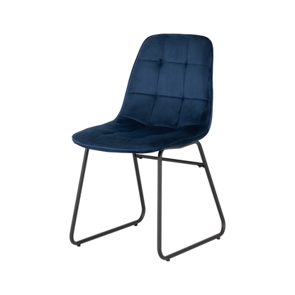 Marlow & Lukas Dining Set - Black Marble/Sapphire Blue Velvet