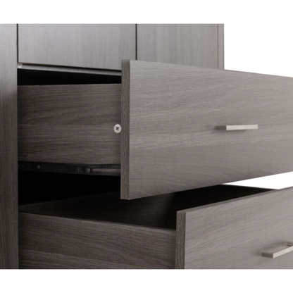Lisbon 4 Door Wardrobe – Black Wood Grain with Mirrors