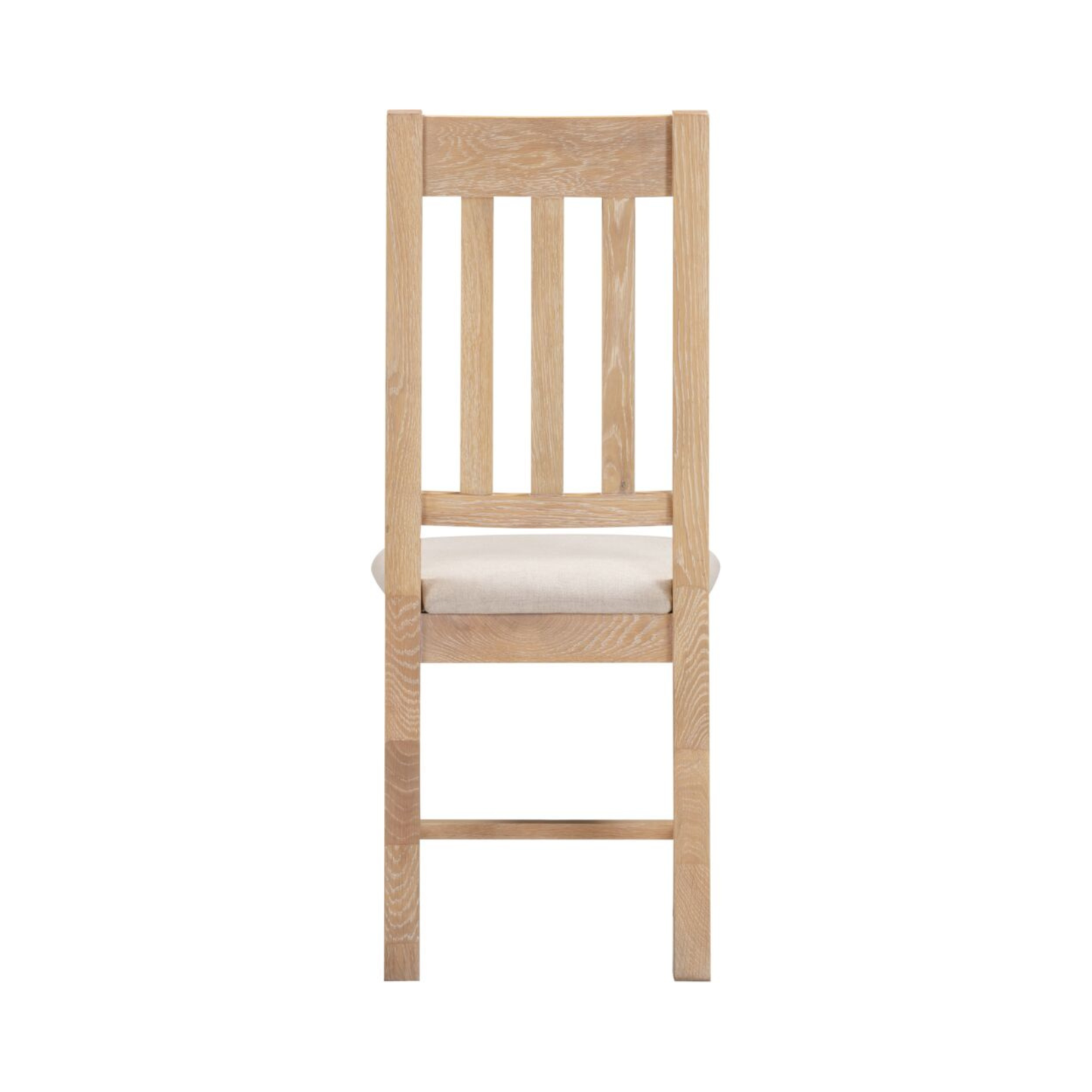 Windsor Slatted Dining Chair Set - Natural Oak/Oat Fabric (Pair)