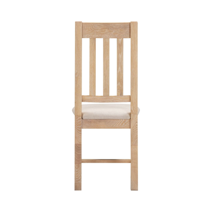 Windsor Slatted Dining Chair Set - Natural Oak/Oat Fabric (Pair)