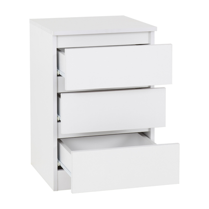 Malvern Trio Set White Wardrobe Chest & Bedside