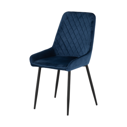 Athens Rectangular Dining Set with 4 Avery Chairs - Concrete/Sapphire Velvet